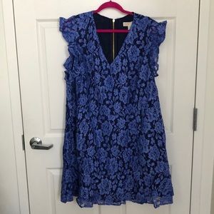 Michael Kors Lace Flutter Sleeve Ruffle Dress